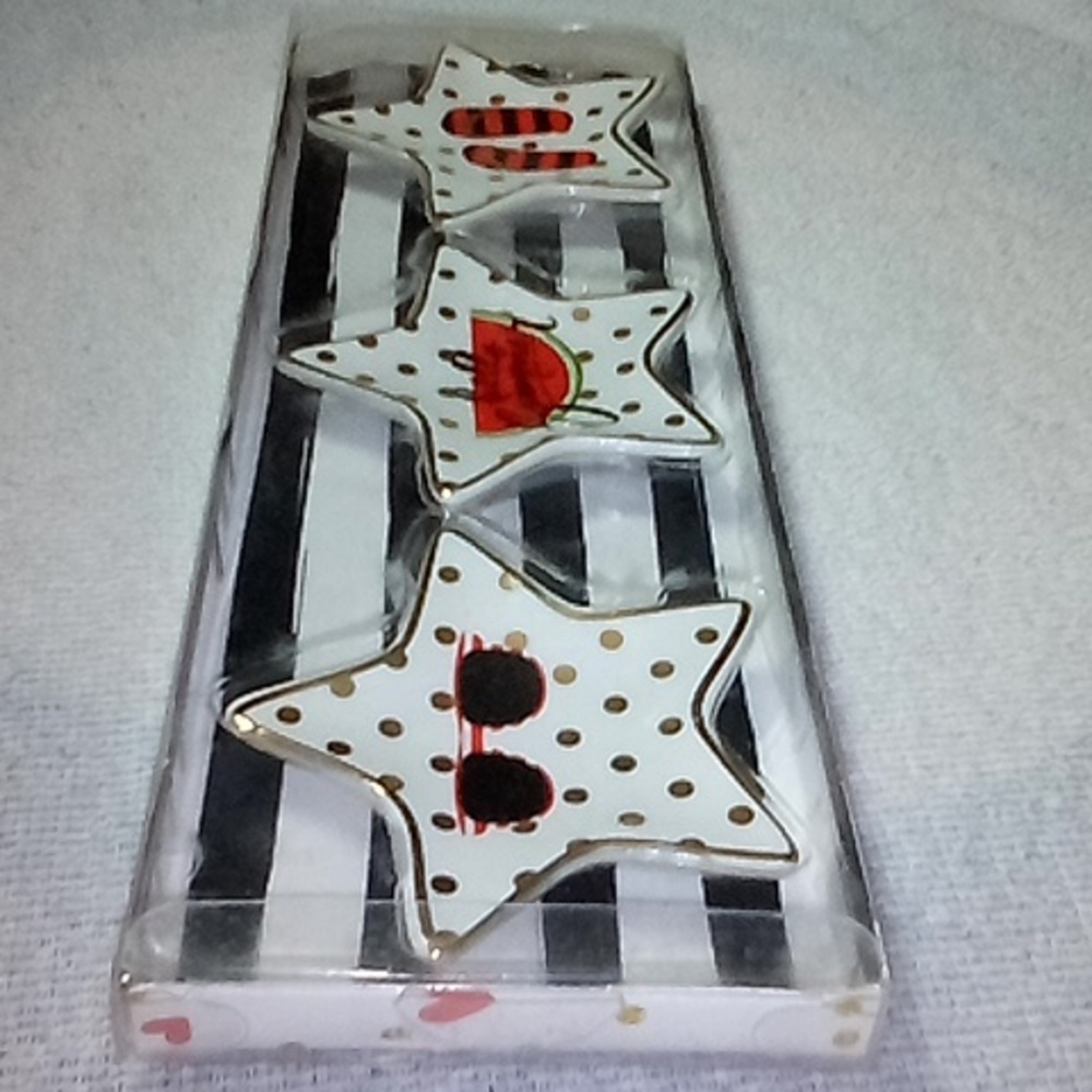 JT ROSE “Hello Summer” Beach Decor Star Shaped Trinket Dishes Set of 3 in box
